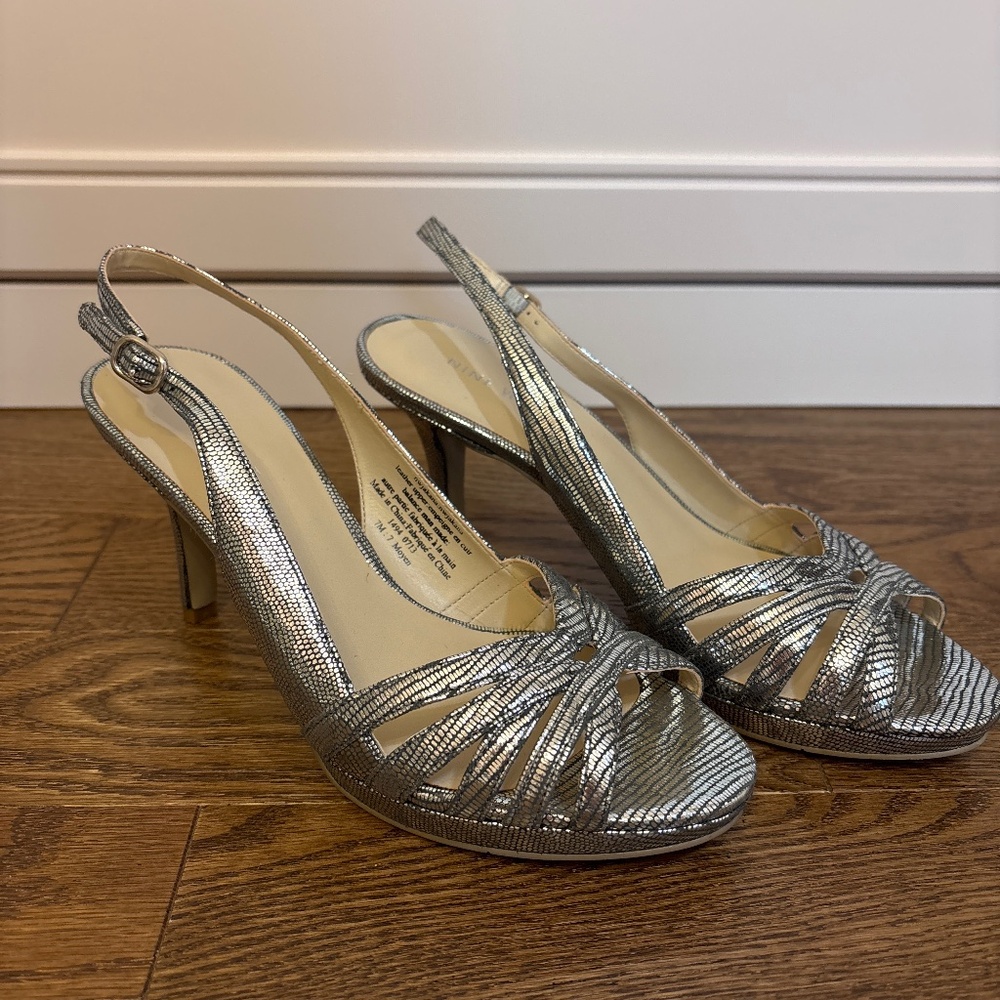 Nine West dark silver strap pumps, brand new, 3.5 inch heels, size 7